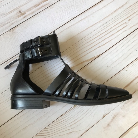Zara Black Gladiator Pointed Toe Ankle Strap Sandals - Picture 8 of 8